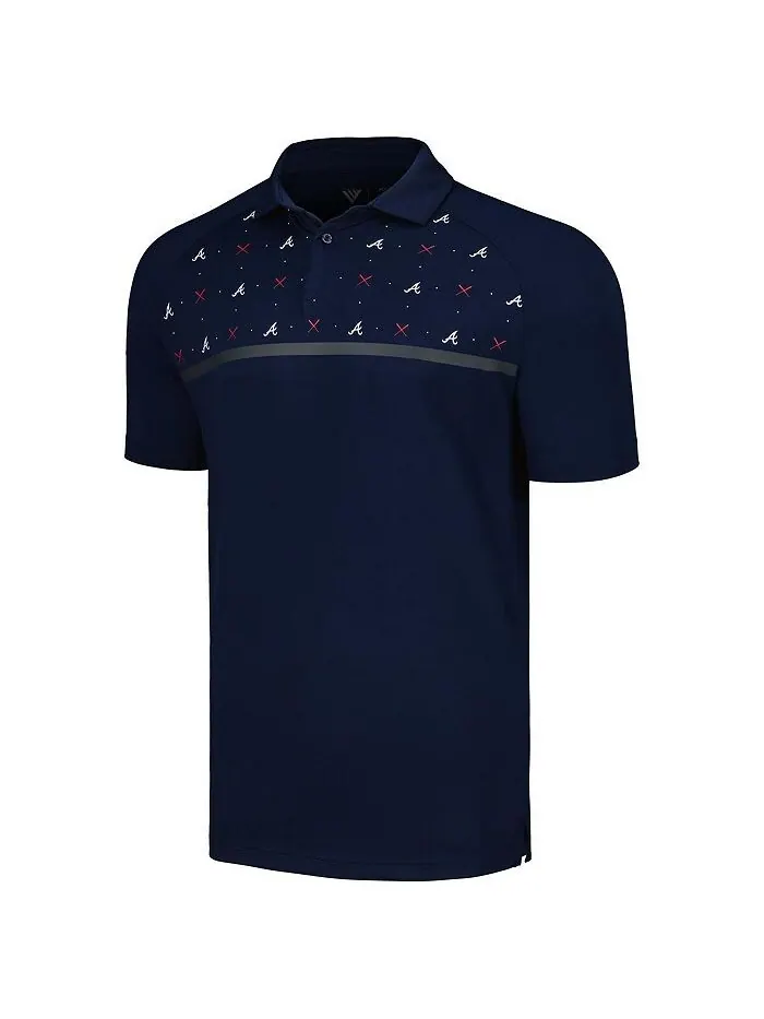 Мужская темно-синяя рубашка-поло Atlanta Braves Sector Batter Up реглан LevelWear — изображение 2 из 3, темно-синий