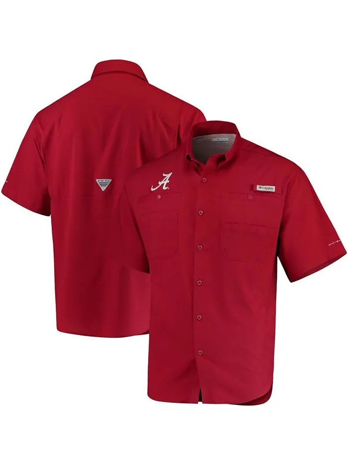 Мужская рубашка Alabama Crimson Tide PFG Tamiami Columbia — изображение 2 из 4, красный