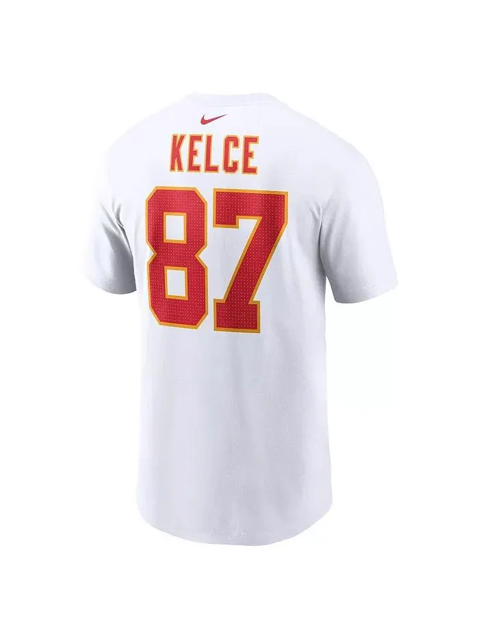 Мужская белая футболка Travis Kelce Kansas City Chiefs с именем и номером игрока Nike — изображение 3 из 3