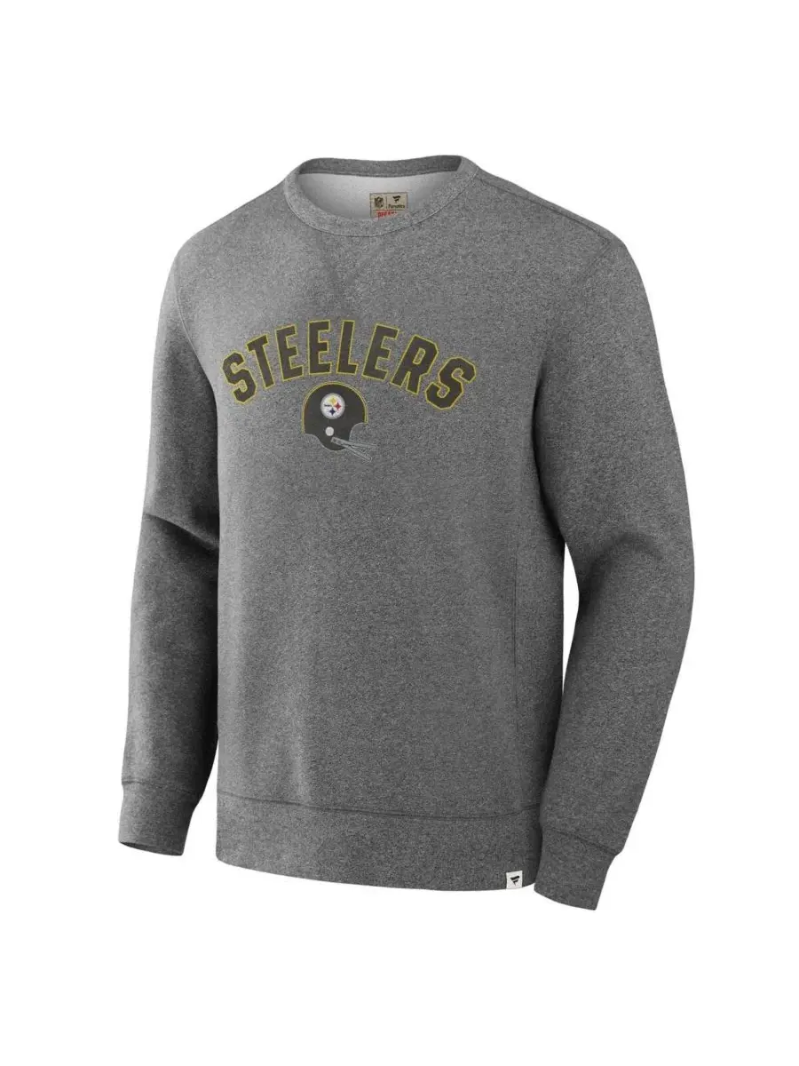 Fanatics Мужская толстовка из махровой ткани с петлевым узором и логотипом Pittsburgh Steelers — изображение 3 из 3, серый