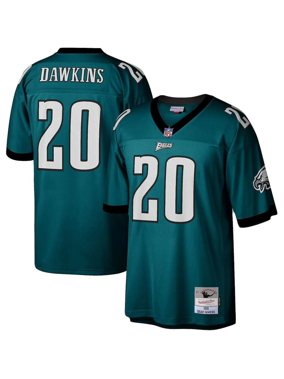 Футболка Mitchell & Ness Men's Brian Dawkins Midnight Green Philadelphia Eagles 1996 Legacy — изображение 1 из 3, зеленый