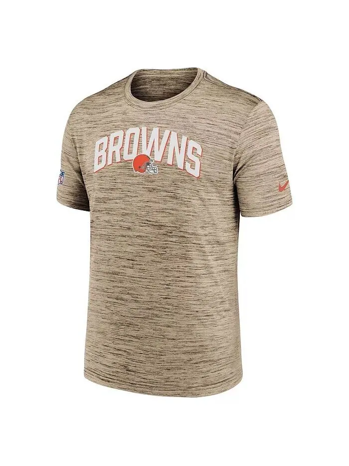 Мужская коричневая футболка Cleveland Browns Sideline Velocity Athletic Stack Performance Nike — изображение 3 из 3