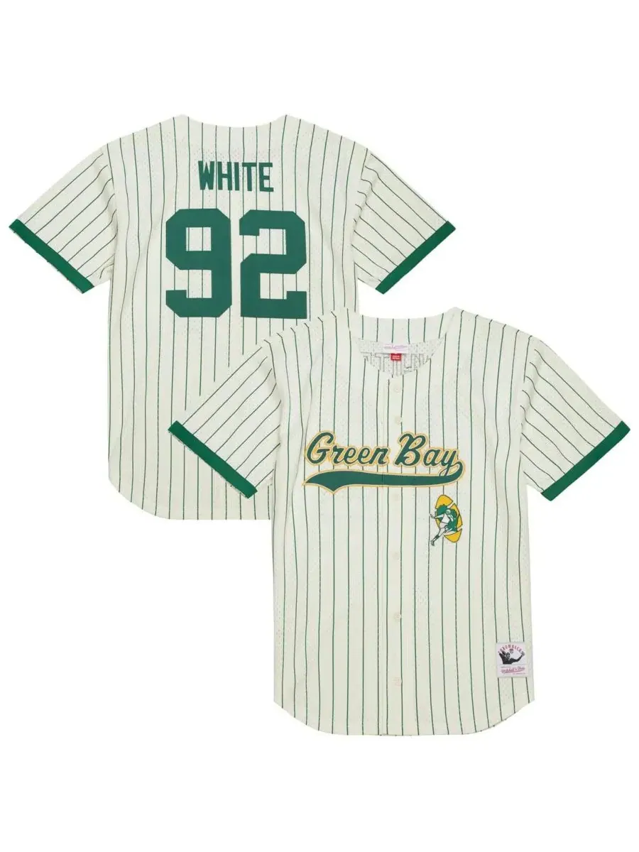 Mitchell & Ness Мужская бейсбольная майка Reggie White Cream Green Bay Packers с номером и сетчатой — изображение 1 из 5