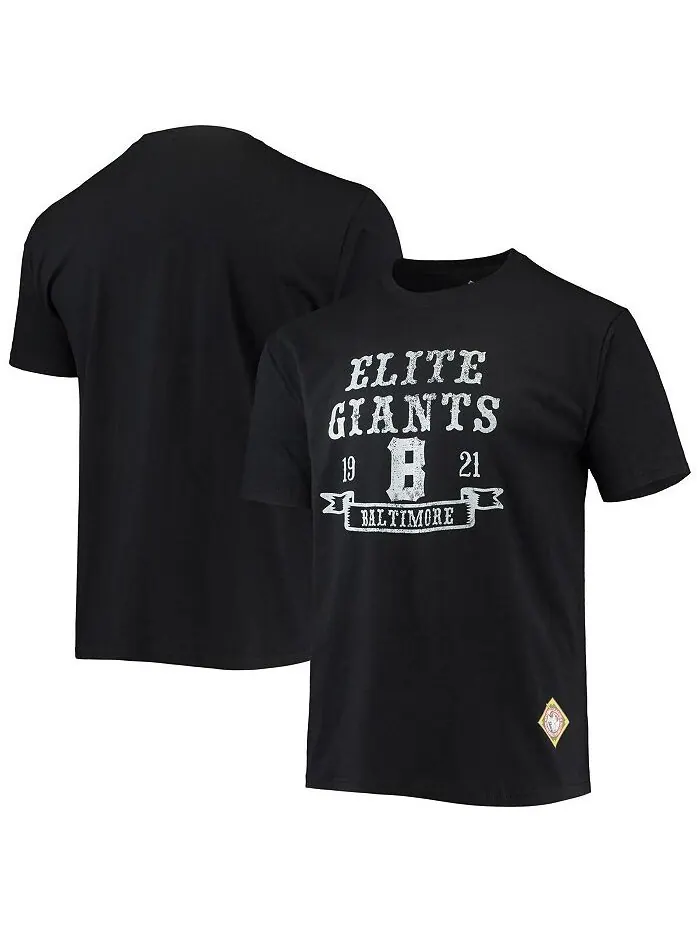 Мужская черная футболка с надписью Baltimore Elite Giants Negro League Stitches — изображение 1 из 1, черный