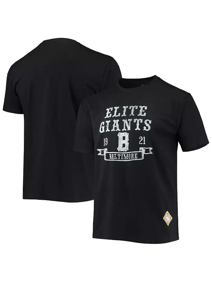 Мужская черная футболка с надписью Baltimore Elite Giants Negro League Stitches — изображение 1 из 1