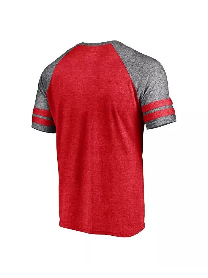 Мужская футболка красного цвета Minnesota Twins Utility с двумя полосками реглан Tri-Blend Fanatics — изображение 3 из 3