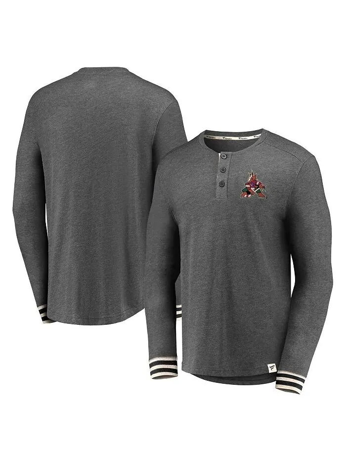 Мужская фирменная футболка с древесно-угольным рисунком Arizona Coyotes True Classics Henley с — изображение 1 из 3