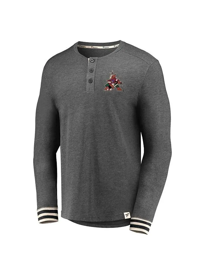 Мужская фирменная футболка с древесно-угольным рисунком Arizona Coyotes True Classics Henley с — изображение 2 из 3