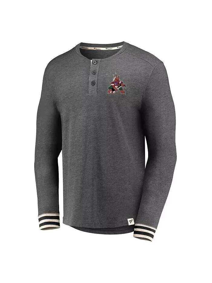 Футболка мужская Henley True Classics цвета меланж с длинным рукавом Arizona Coyotes Fanatics — изображение 2 из 3