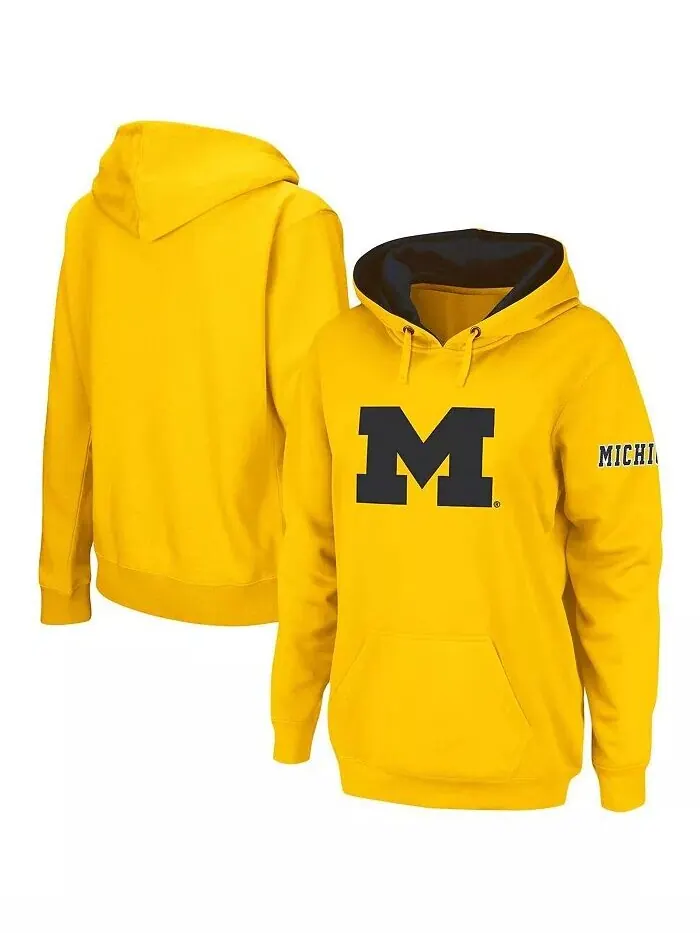 Женский пуловер с капюшоном и большим логотипом Maize Michigan Wolverines Team Stadium Athletic