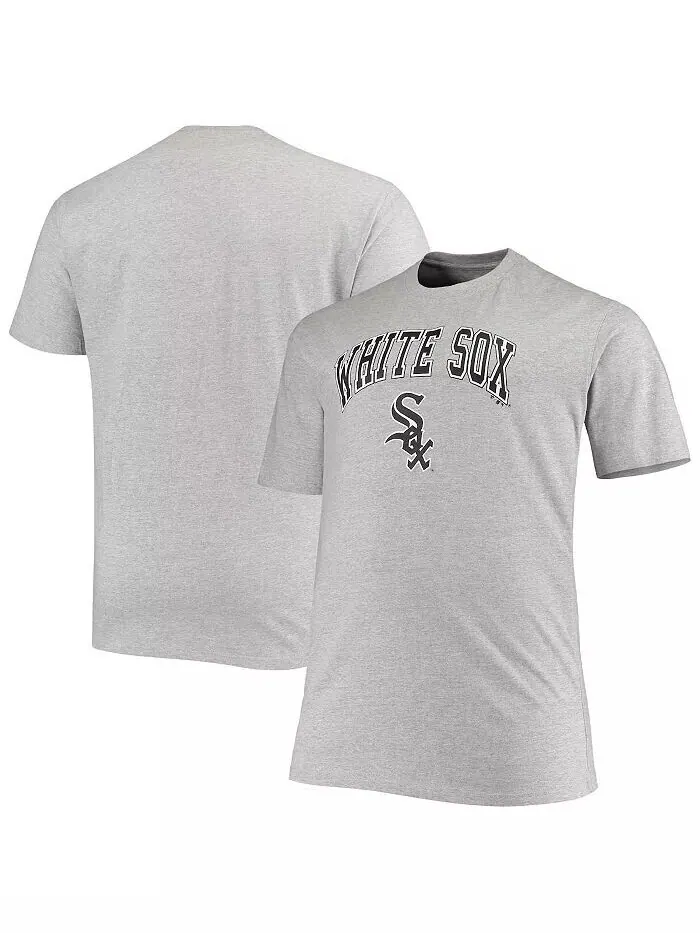 Мужская серая футболка Chicago White Sox с меланжевым оттенком Big and Tall Secondary Футболка — изображение 1 из 1