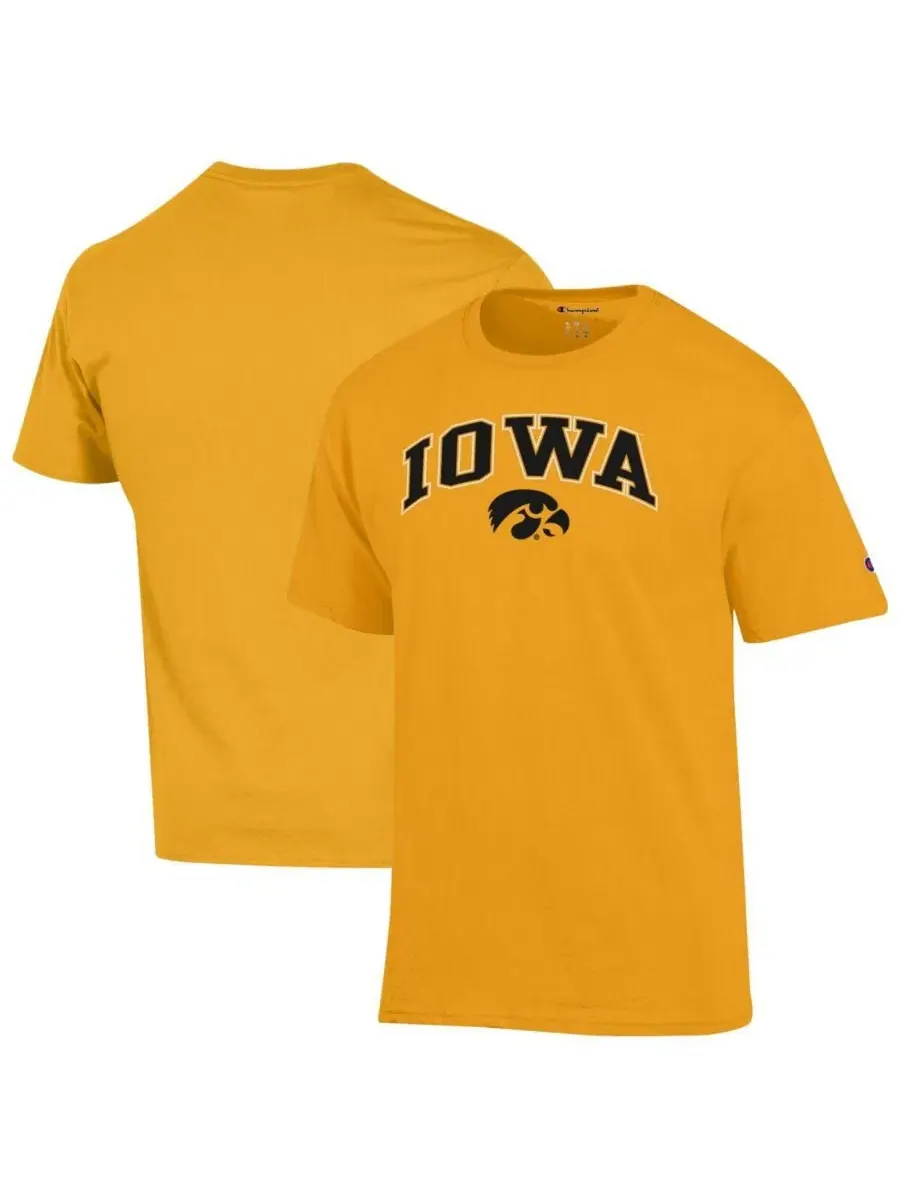 Мужская золотистая футболка с логотипом Iowa Hawkeyes в виде арки Champion — изображение 1 из 3, золото