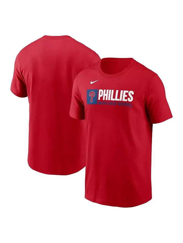 Мужская красная футболка Philadelphia Phillies с блочным логотипом команды Nike — изображение 1 из 3