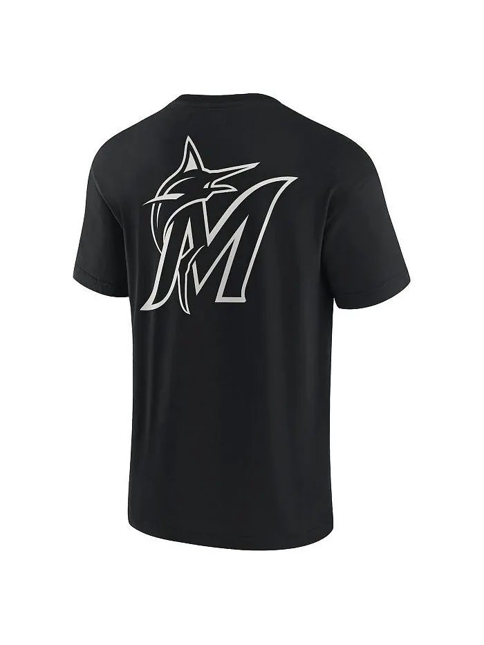 Мужская и женская черная супермягкая футболка Miami Marlins с коротким рукавом Fanatics Signature — изображение 2 из 3