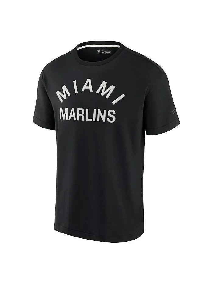 Мужская и женская черная супермягкая футболка Miami Marlins с коротким рукавом Fanatics Signature — изображение 3 из 3