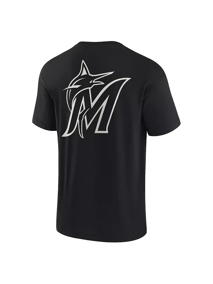 Мужская и женская черная футболка с коротким рукавом Miami Marlins из супермягкой ткани Fanatics — изображение 2 из 3