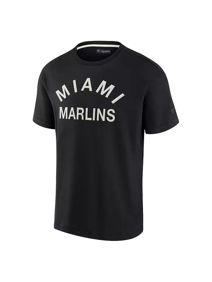Мужская и женская черная футболка с коротким рукавом Miami Marlins из супермягкой ткани Fanatics — изображение 3 из 3