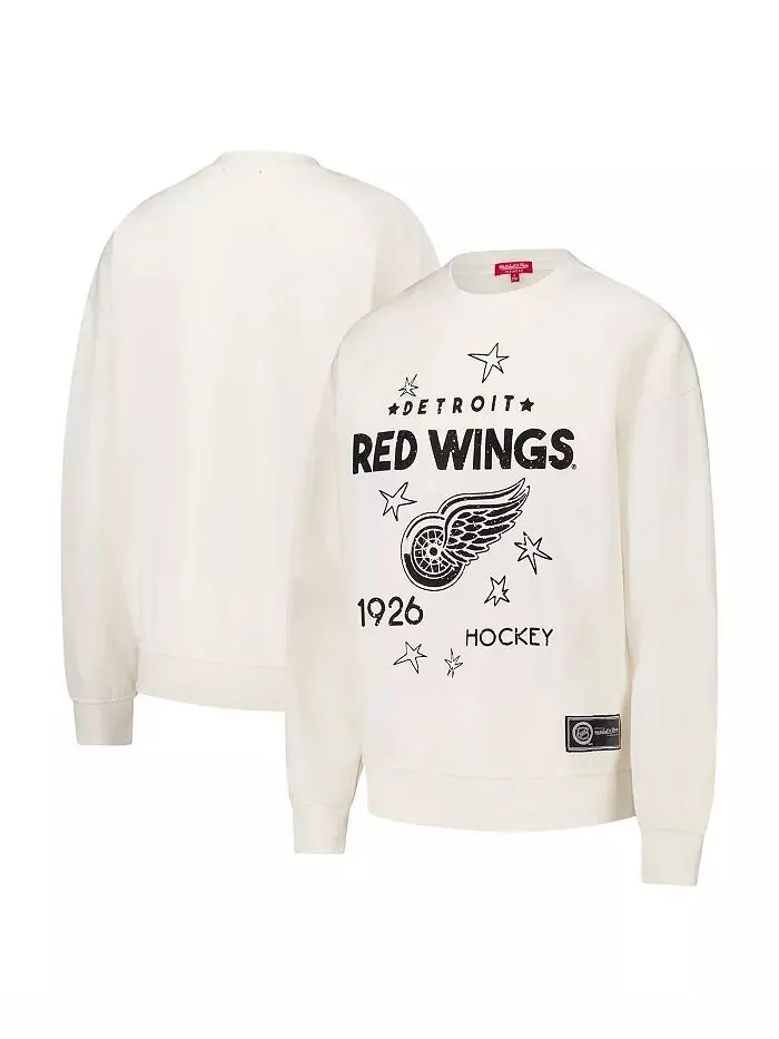 Женская кремовая толстовка-пуловер с логотипом Detroit Red Wings 3.0 Mitchell & Ness — изображение 1 из 5