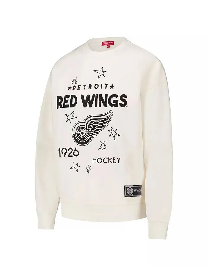 Женская кремовая толстовка-пуловер с логотипом Detroit Red Wings 3.0 Mitchell & Ness — изображение 5 из 5