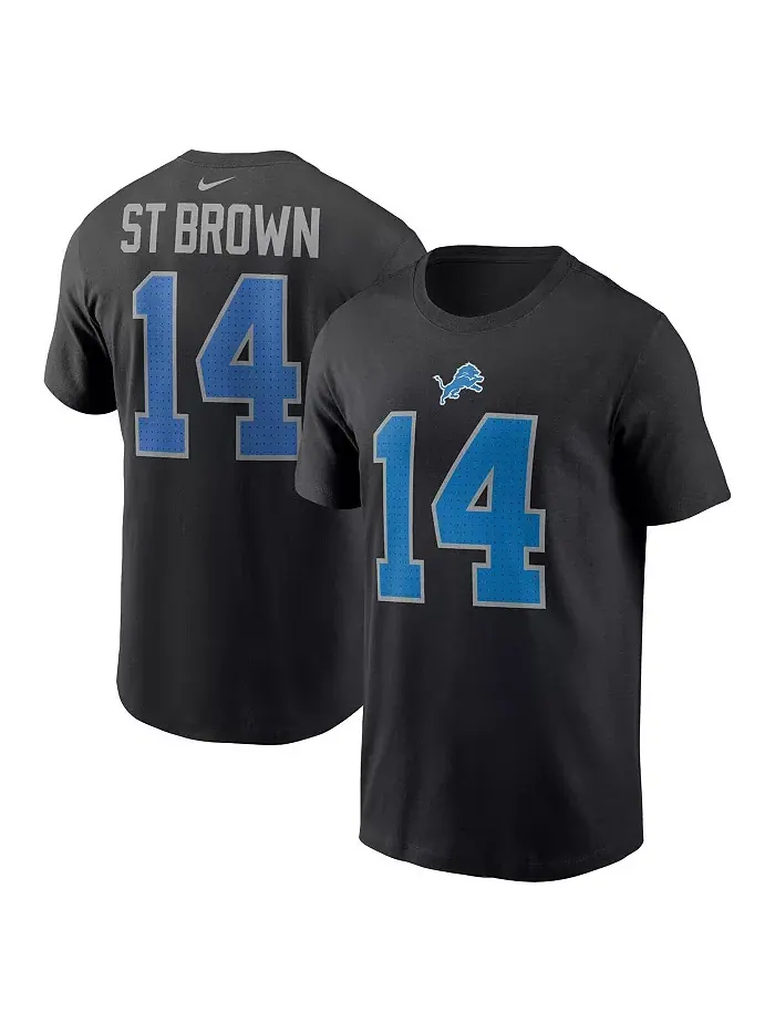 Футболка Nike с именем и номером игрока Amon-Ra St. Brown, черная, Детройт Лайонс, мужская Fanatics — изображение 1 из 3