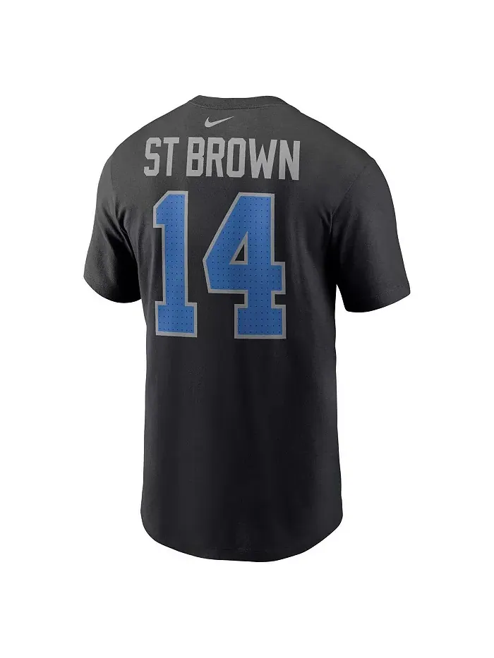Футболка Nike с именем и номером игрока Amon-Ra St. Brown, черная, Детройт Лайонс, мужская Fanatics — изображение 2 из 3