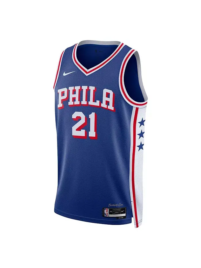 Мужская и женская баскетбольная майка Philadelphia 76ers Tyrese Maxey в королевском цвете — изображение 3 из 3