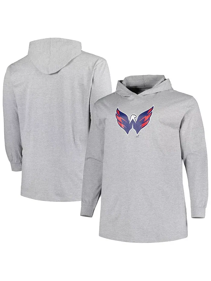 Мужская толстовка с капюшоном Heather Gray Washington Capitals Big and Tall Profile