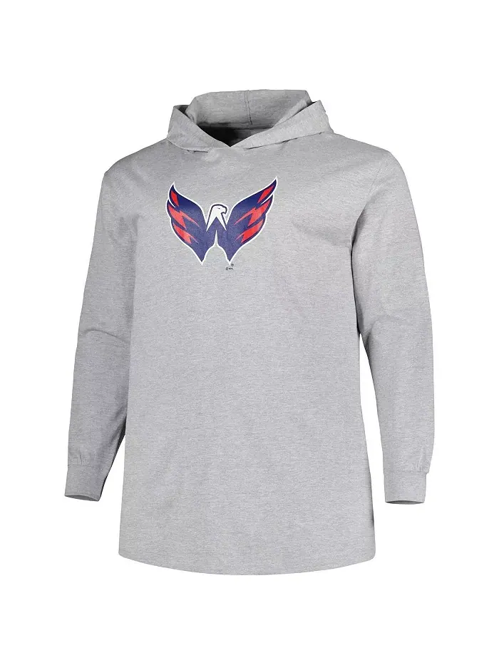 Мужская толстовка с капюшоном Heather Gray Washington Capitals Big and Tall Profile — изображение 2 из 3