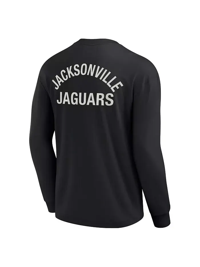 Мужская и женская черная супермягкая футболка с длинным рукавом Jacksonville Jaguars Fanatics — изображение 2 из 3