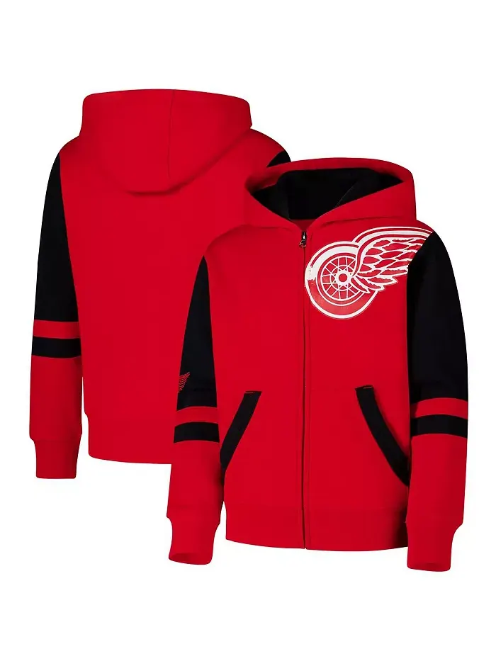 Толстовка с капюшоном Big Boys and Girls Red Detroit Red Wings Face Off на молнии Outerstuff — изображение 1 из 3