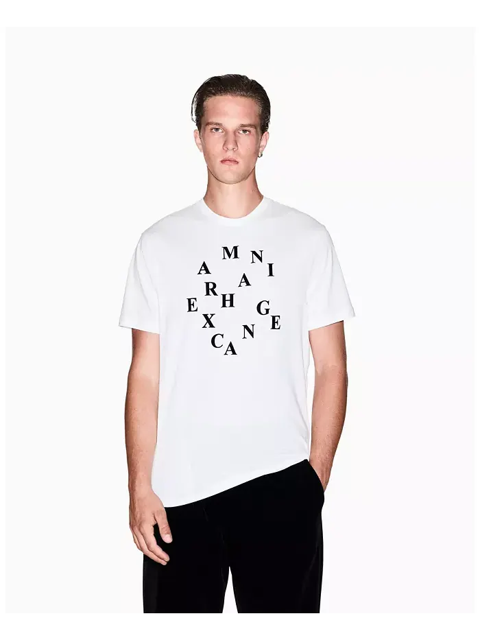 Мужская футболка с круговым принтом и надписью A|X Armani Exchange — изображение 1 из 5
