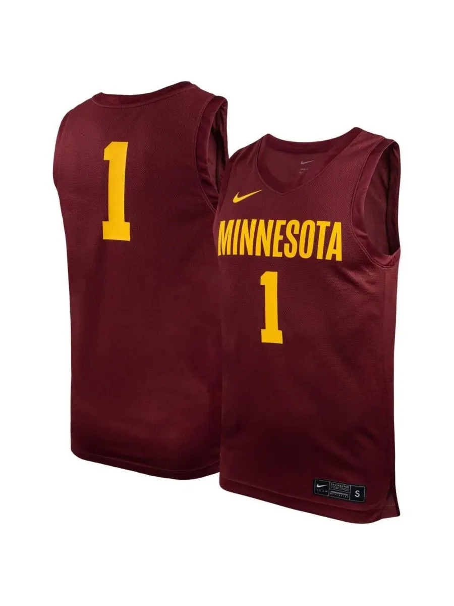 Nike Мужская баскетбольная майка №1 бордового цвета команды Minnesota Golden Gophers (реплика) — изображение 1 из 2