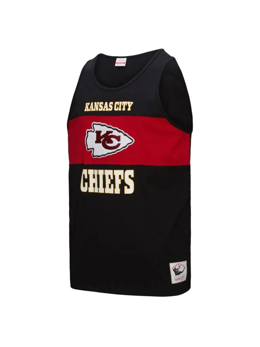 Mitchell & Ness Мужская черная майка в стиле ретро с цветными блоками Kansas City Chiefs — изображение 2 из 3, черный