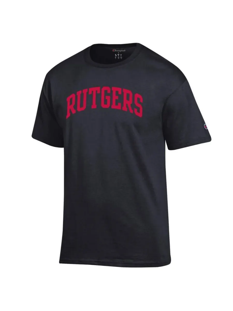 Champion Мужская черная базовая футболка Rutgers Scarlet Knights с арочным верхом — изображение 3 из 3, черный