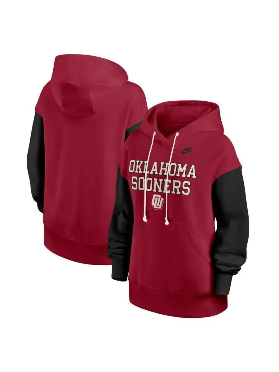 Nike Женская толстовка с капюшоном Oklahoma Sooners Oversized Legacy Phoenix малиново-черного цвета — изображение 1 из 3