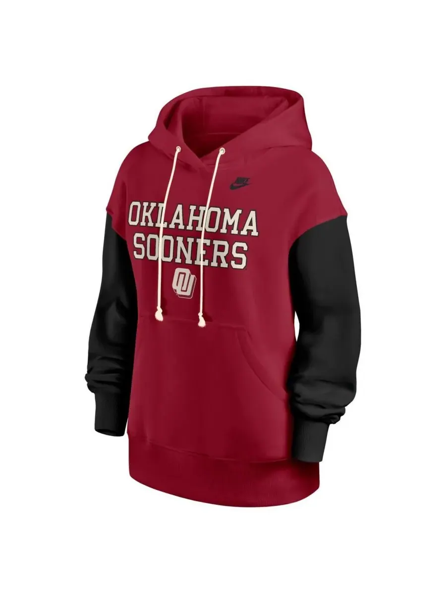 Nike Женская толстовка с капюшоном Oklahoma Sooners Oversized Legacy Phoenix малиново-черного цвета — изображение 2 из 3