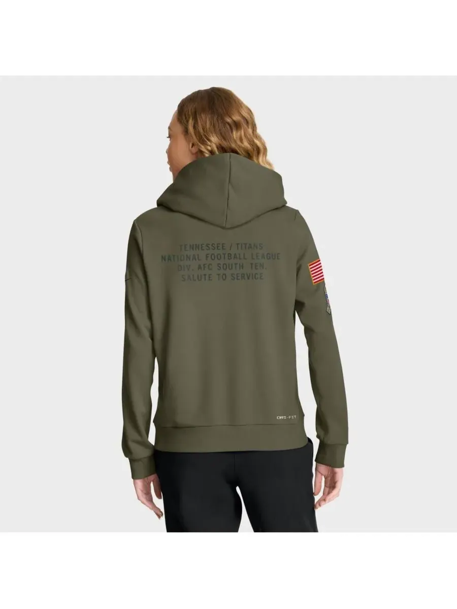 Nike Женская худи оливкового цвета Tennessee Titans 2025 Salute to Service Sideline Standard Issue — изображение 2 из 5