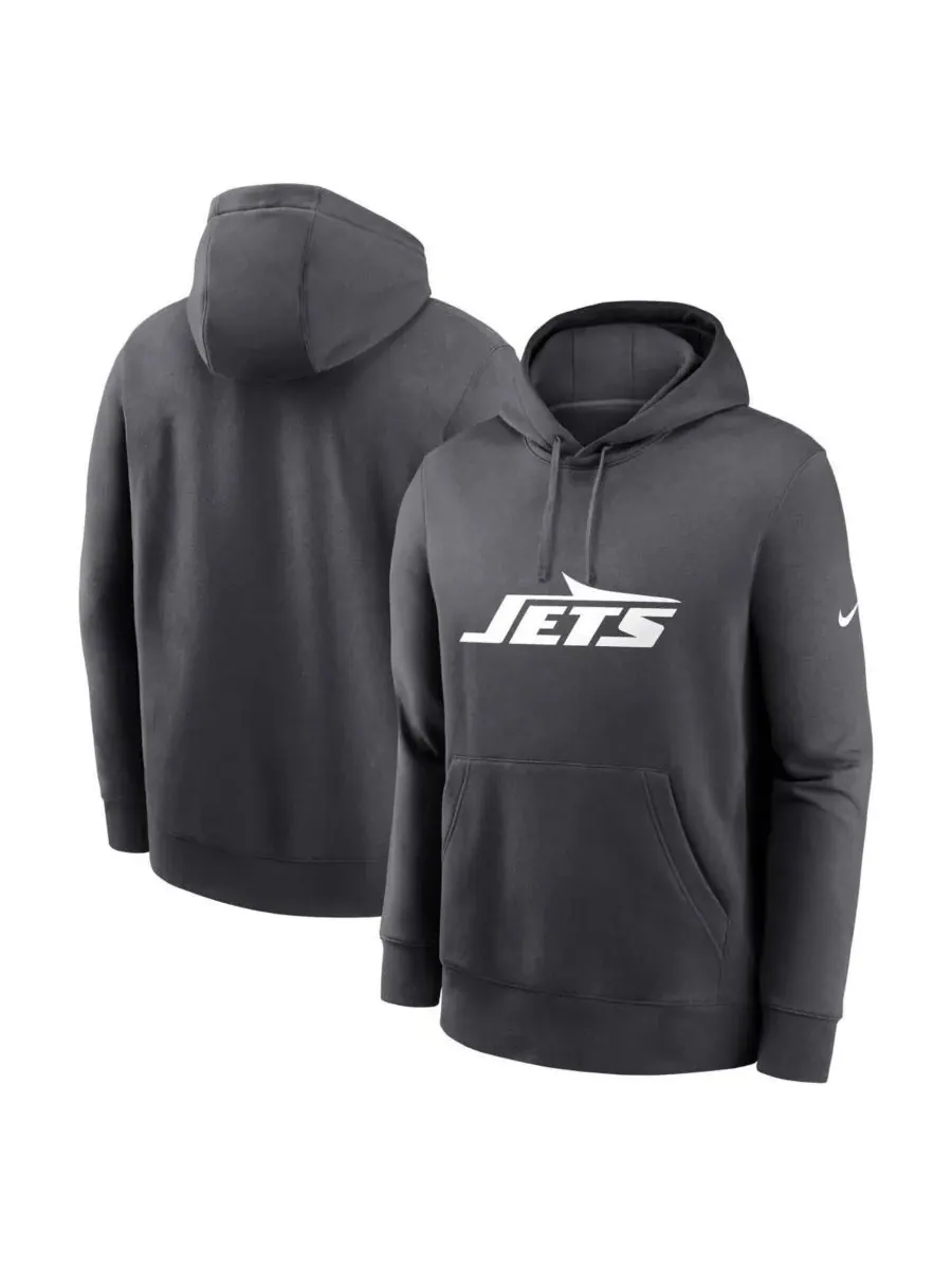 Nike Мужская толстовка с капюшоном и логотипом клуба New York Jets — изображение 1 из 3, серый