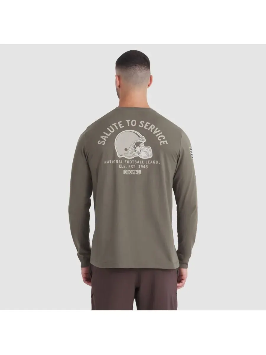 Nike Мужская футболка с длинным рукавом оливкового цвета с надписью "Cleveland Browns 2025 Salute — изображение 2 из 5