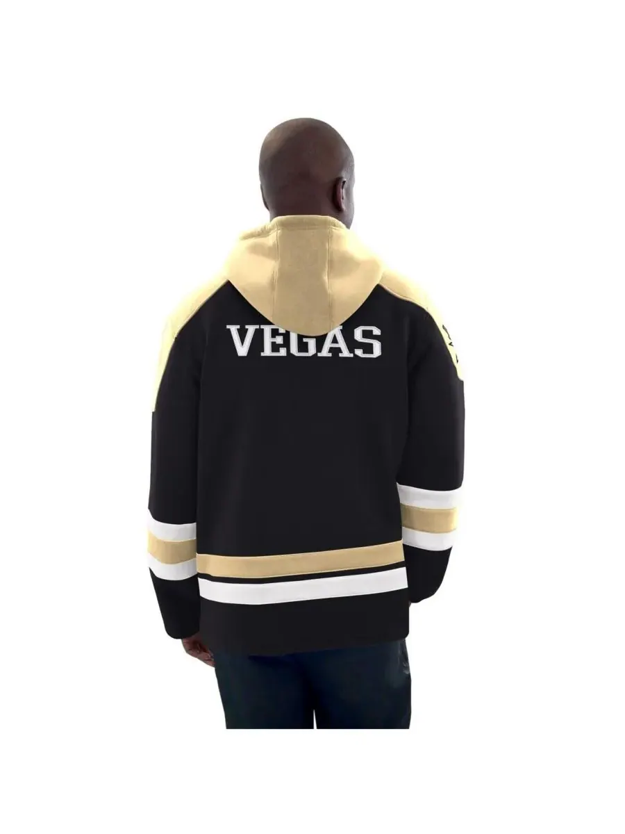 Starter Мужская толстовка с капюшоном в стиле хоккейной команды Vegas Golden Knights — изображение 2 из 2, черный золотистый