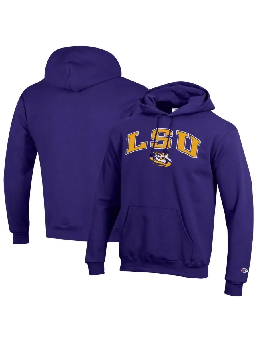Толстовка на молнии с капюшоном LSU Tigers Arch Over Logo Champion — изображение 1 из 3, фиолетовый