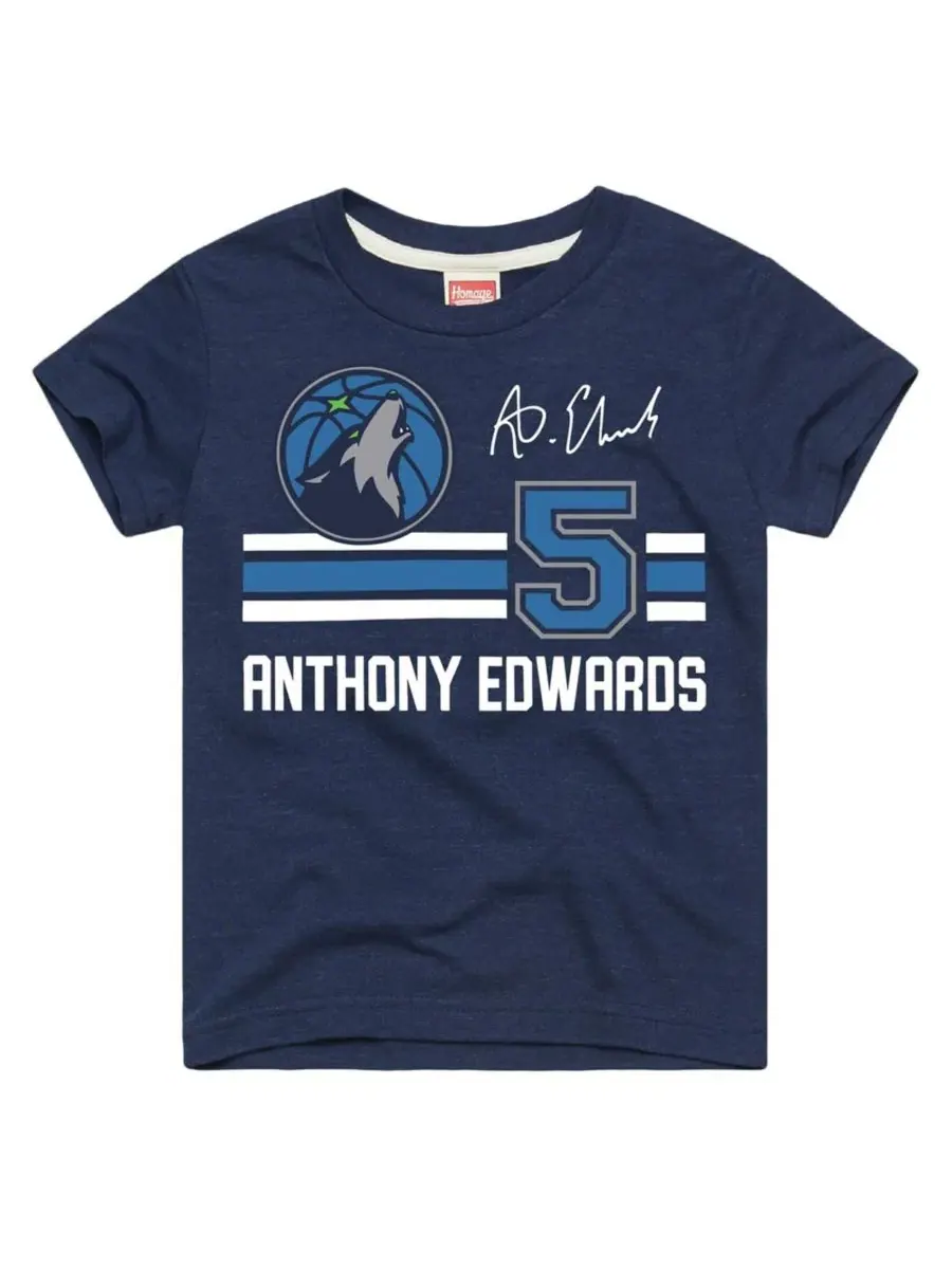 Футболка с длинным рукавом Anthony Edwards Remix Signature Name & Number Tri-Blend Homage — изображение 1 из 1, темно-синий