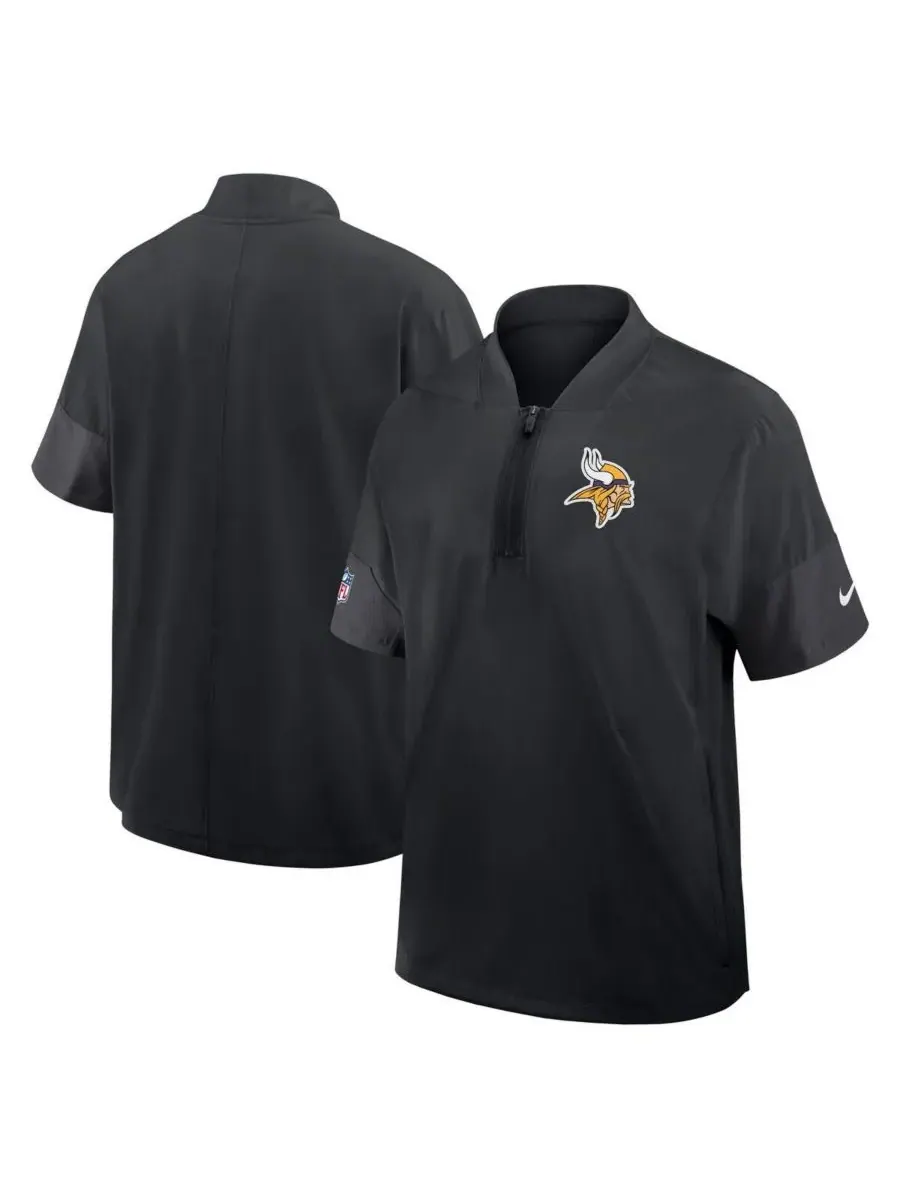 Nike Мужская черная спортивная куртка Minnesota Vikings Sideline с коротким рукавом и — изображение 1 из 3, черный
