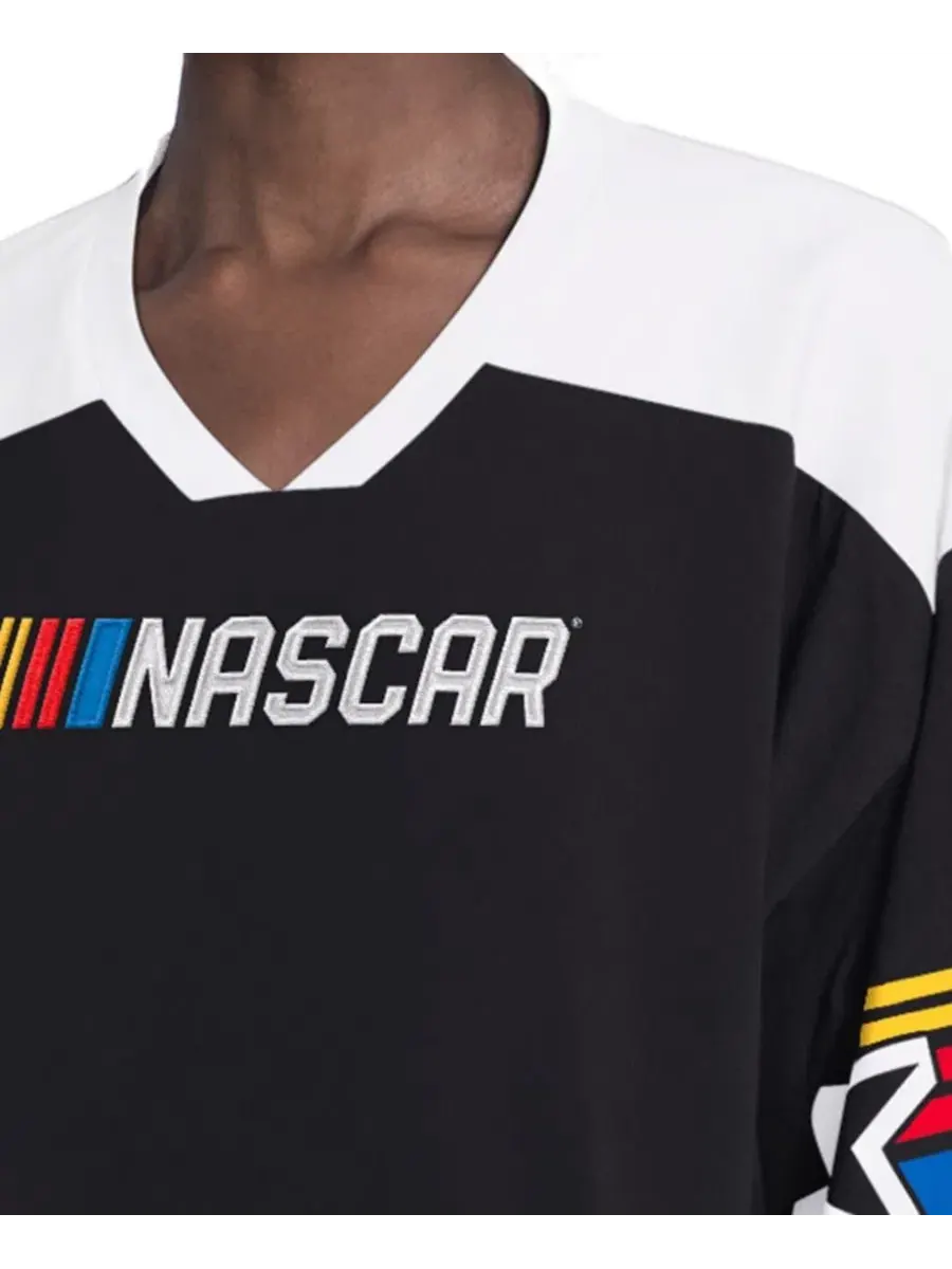 Футболка с V-образным вырезом, свободного кроя, с принтом NASCAR Dream Team Starter — изображение 3 из 3, черный