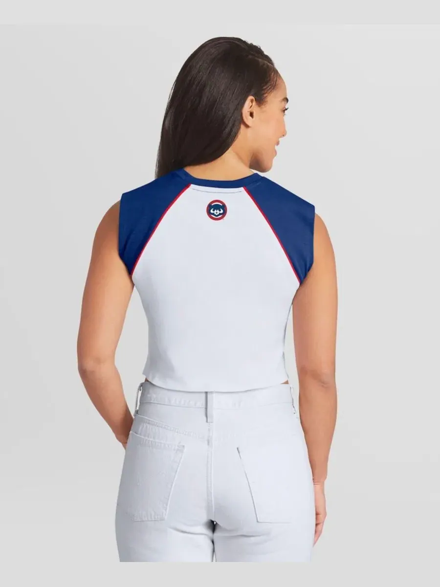 Женский топ-майка с обрезанным низом Chicago Cubs Cooperstown WEAR by Erin Andrews — изображение 2 из 2, белый