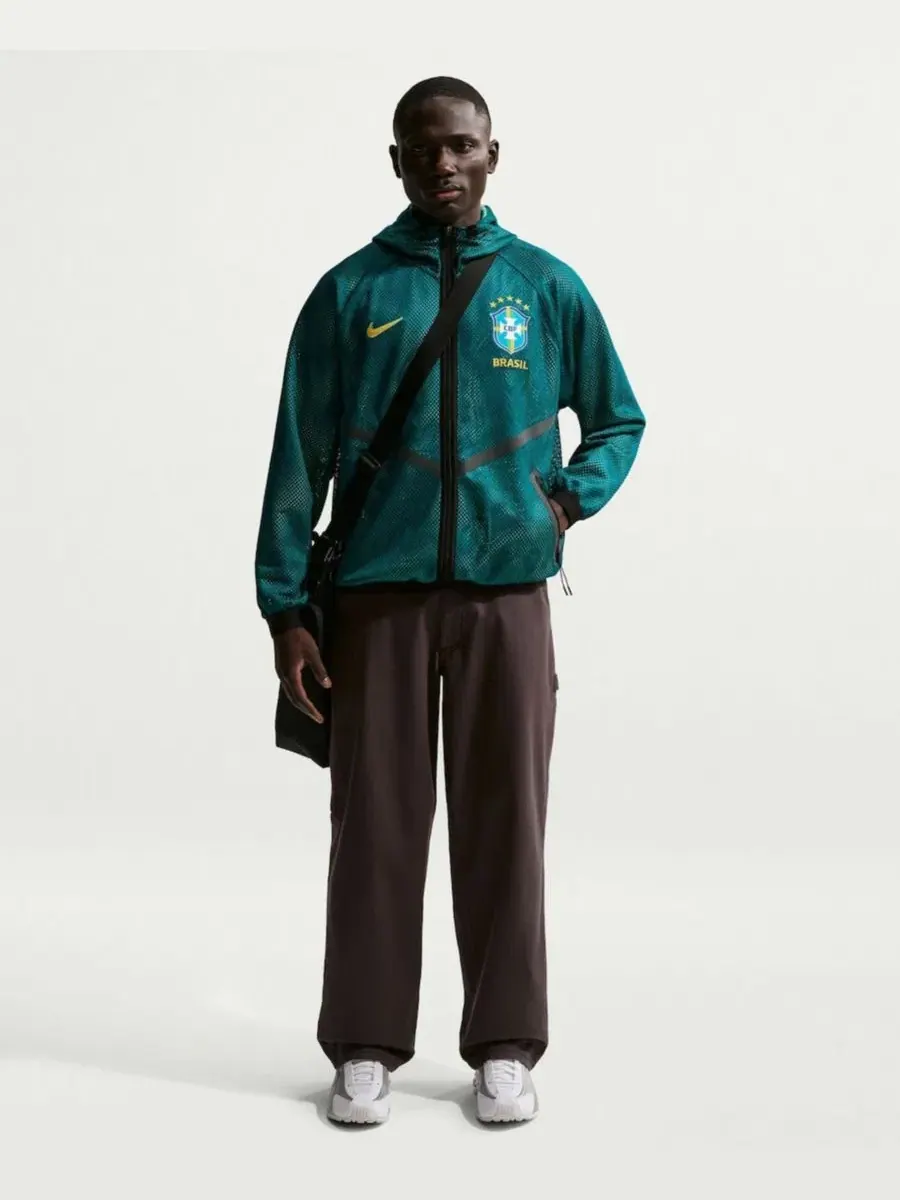 Куртка-худи Nike с капюшоном, с принтом, Brazil National Team — изображение 1 из 4, зеленый