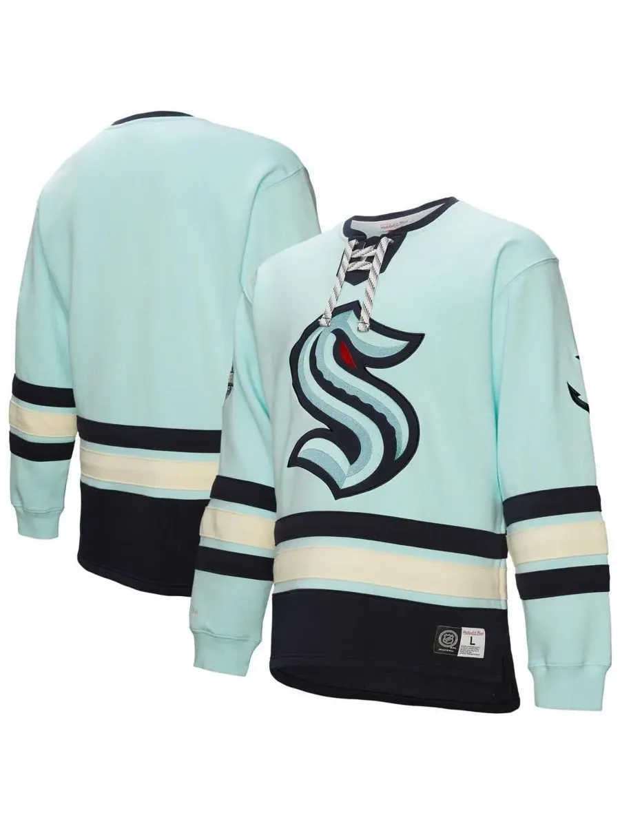 Mitchell & Ness Мужская светло-голубая толстовка Seattle Kraken Heritage на шнуровке — изображение 1 из 5, светлый синий