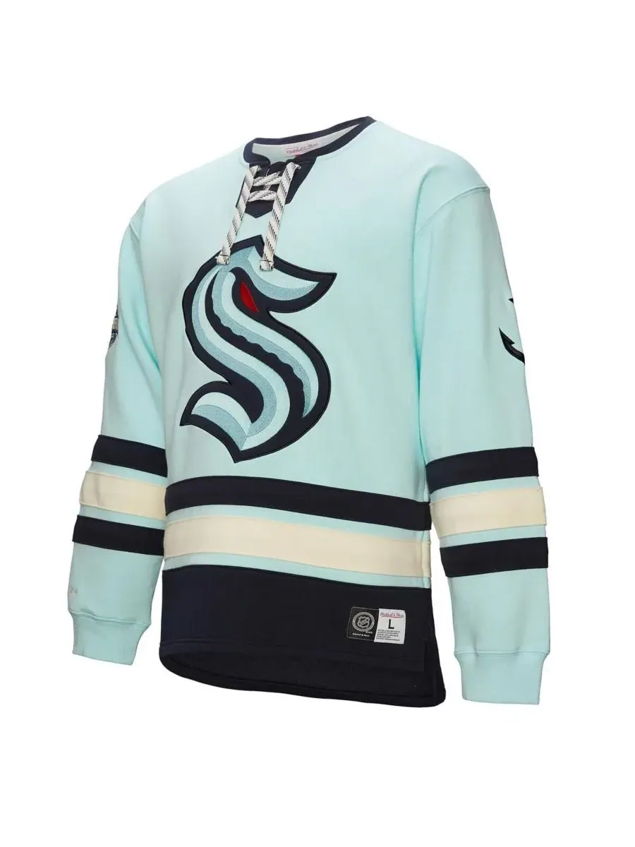 Mitchell & Ness Мужская светло-голубая толстовка Seattle Kraken Heritage на шнуровке — изображение 5 из 5, светлый синий
