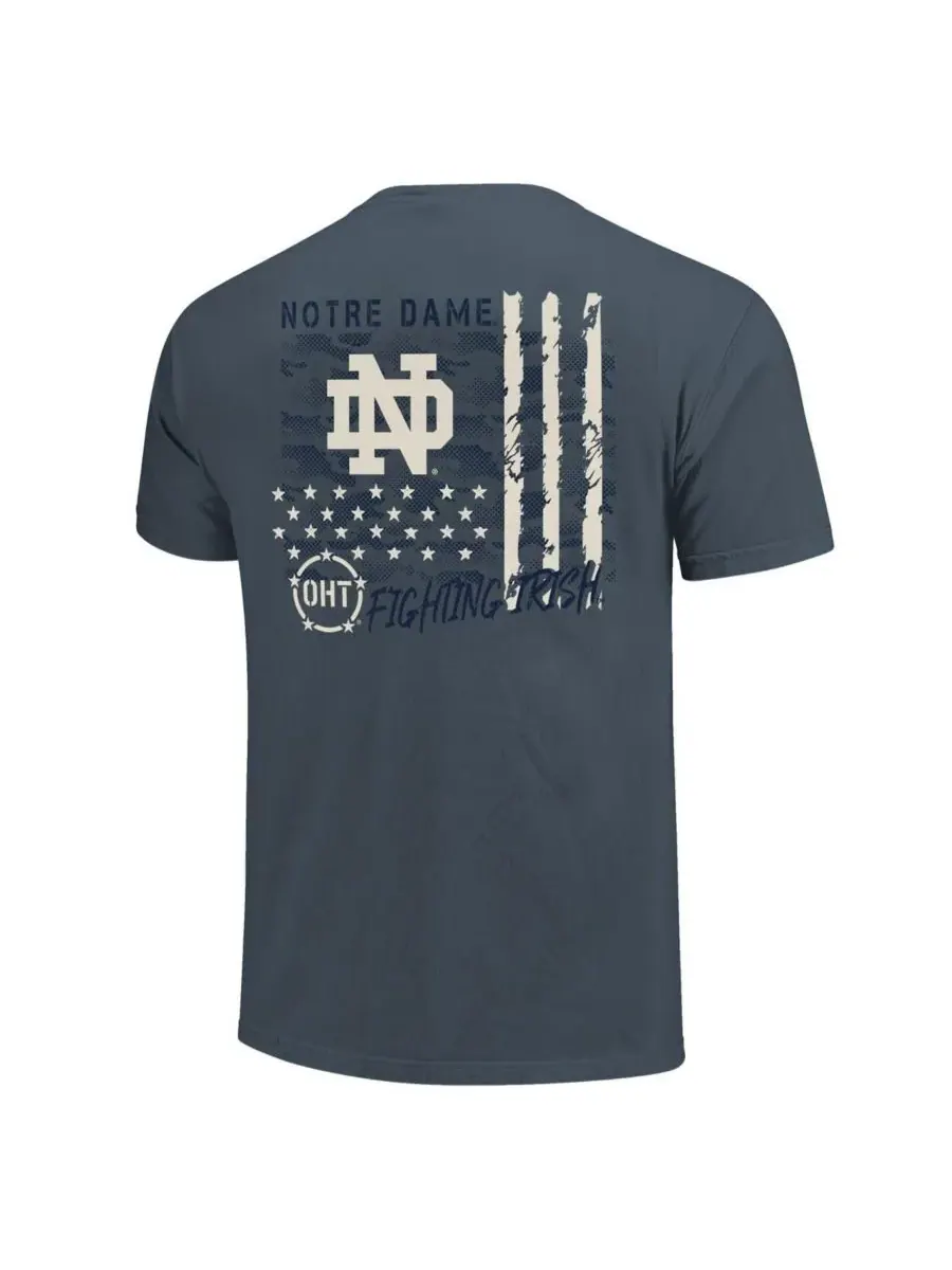 Image One Мужская темно-синяя футболка Notre Dame Fighting Irish Comfort Colors OHT с камуфляжным — изображение 2 из 4