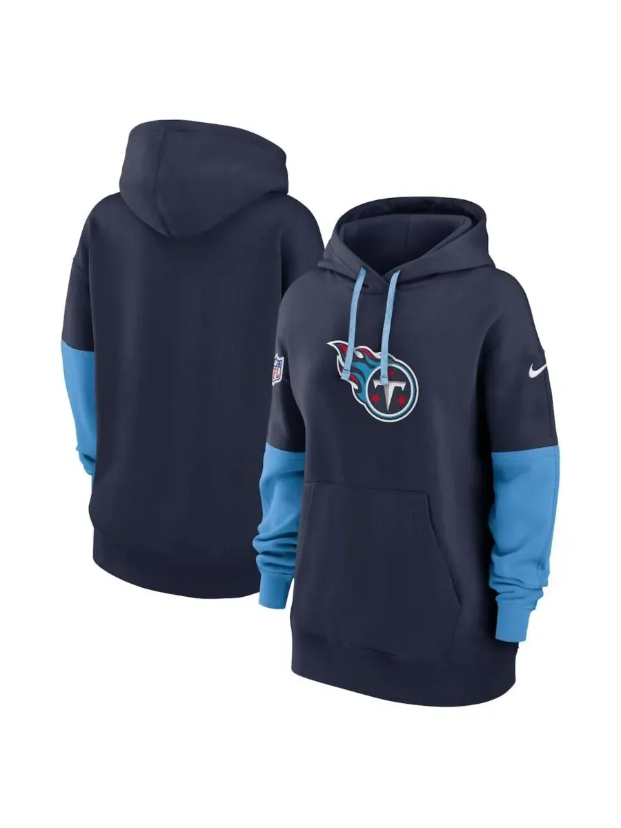 Nike Женская флисовая толстовка с капюшоном Tennessee Titans 2024 Sideline Essential темно-синего — изображение 1 из 3